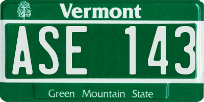 VT license plate ASE143
