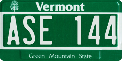 VT license plate ASE144
