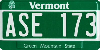 VT license plate ASE173
