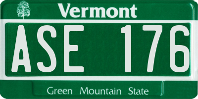 VT license plate ASE176