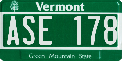 VT license plate ASE178