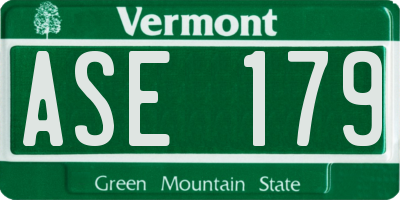 VT license plate ASE179