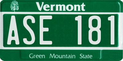 VT license plate ASE181