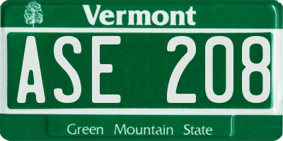 VT license plate ASE208