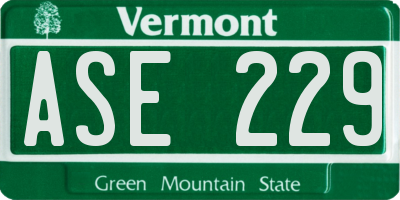 VT license plate ASE229
