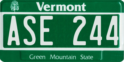 VT license plate ASE244