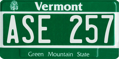 VT license plate ASE257