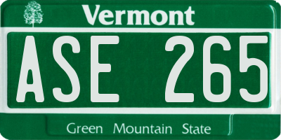 VT license plate ASE265