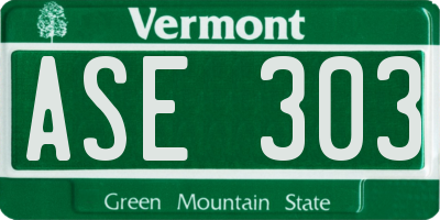 VT license plate ASE303