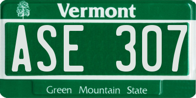 VT license plate ASE307