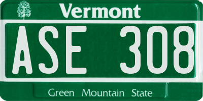 VT license plate ASE308
