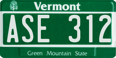 VT license plate ASE312