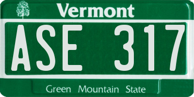 VT license plate ASE317