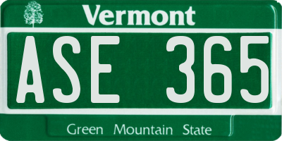 VT license plate ASE365