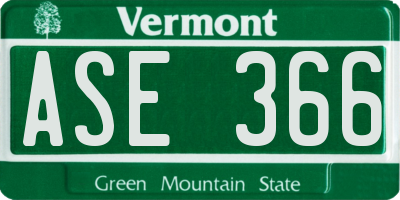 VT license plate ASE366