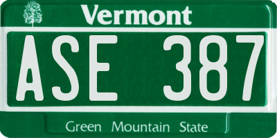 VT license plate ASE387