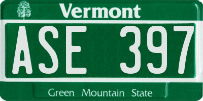 VT license plate ASE397