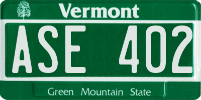 VT license plate ASE402