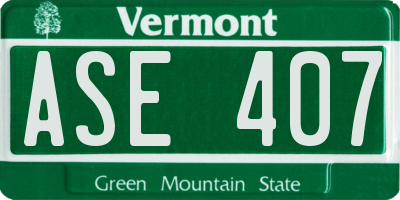 VT license plate ASE407