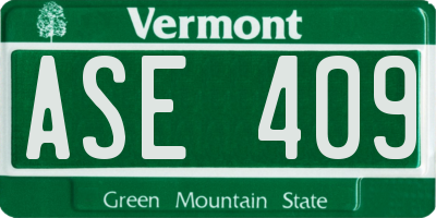 VT license plate ASE409