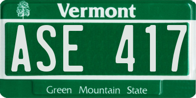 VT license plate ASE417