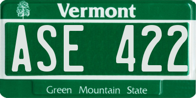 VT license plate ASE422
