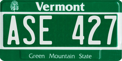 VT license plate ASE427