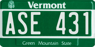 VT license plate ASE431