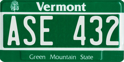 VT license plate ASE432