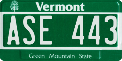 VT license plate ASE443