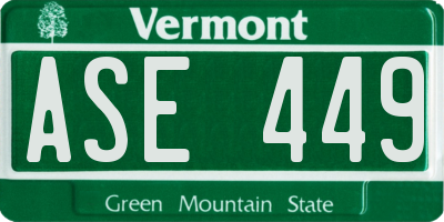 VT license plate ASE449