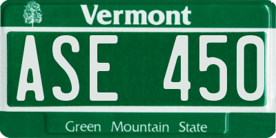 VT license plate ASE450
