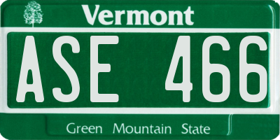 VT license plate ASE466