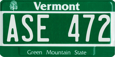 VT license plate ASE472