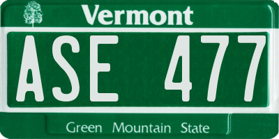 VT license plate ASE477