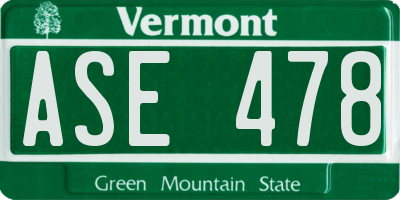 VT license plate ASE478