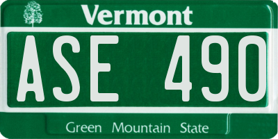 VT license plate ASE490