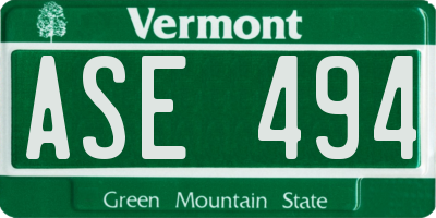 VT license plate ASE494