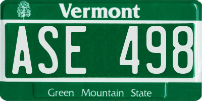 VT license plate ASE498