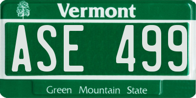 VT license plate ASE499