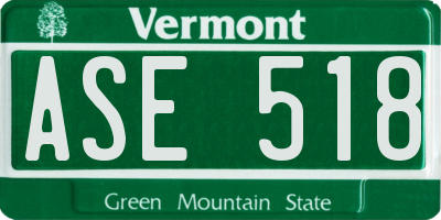 VT license plate ASE518