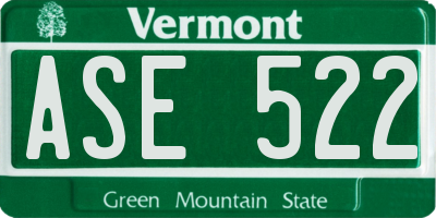 VT license plate ASE522
