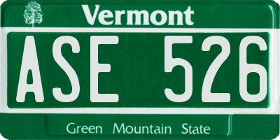 VT license plate ASE526