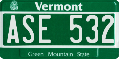 VT license plate ASE532