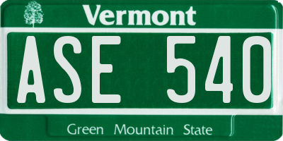 VT license plate ASE540
