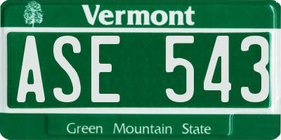 VT license plate ASE543
