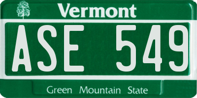 VT license plate ASE549