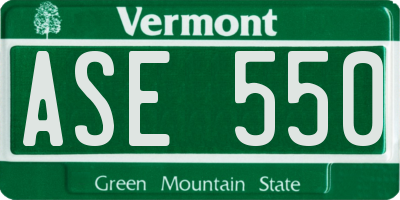 VT license plate ASE550