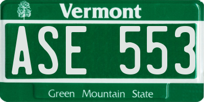VT license plate ASE553