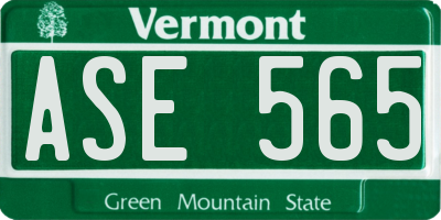 VT license plate ASE565